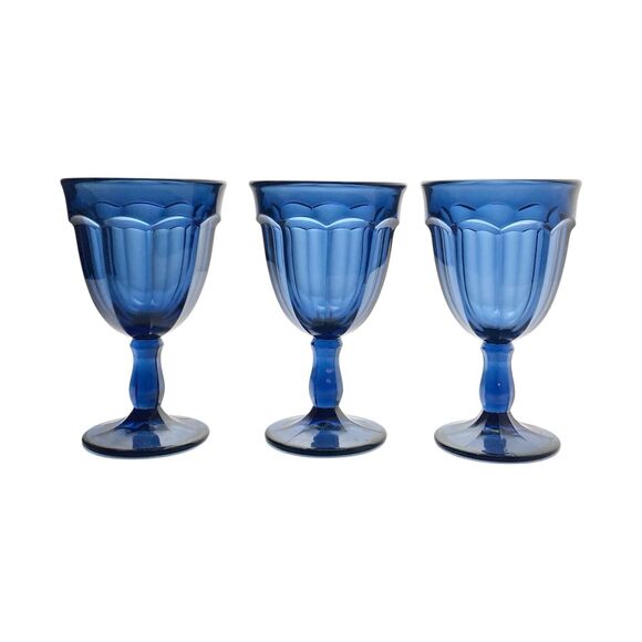 Noritake “Provincial (Blue)” Set of 3 Wine Glasses 5 3/4” 7oz